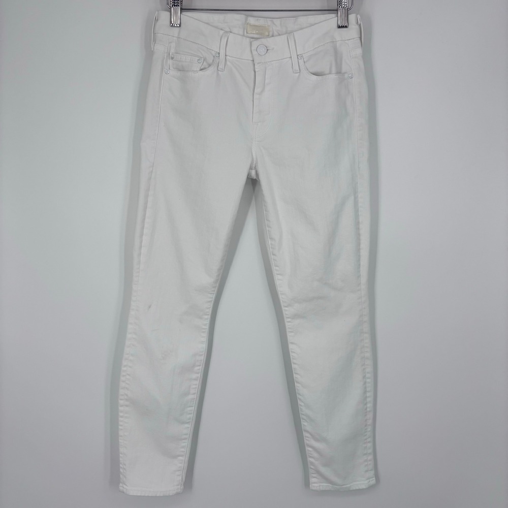 Mother The Looker Crop Stayin Alive White Skinny Jeans Women 27 Ankle Denim FLAW